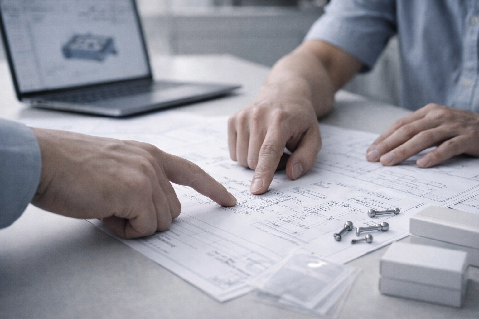 Engineering specification review meeting for titanium jewelry manufacturing
