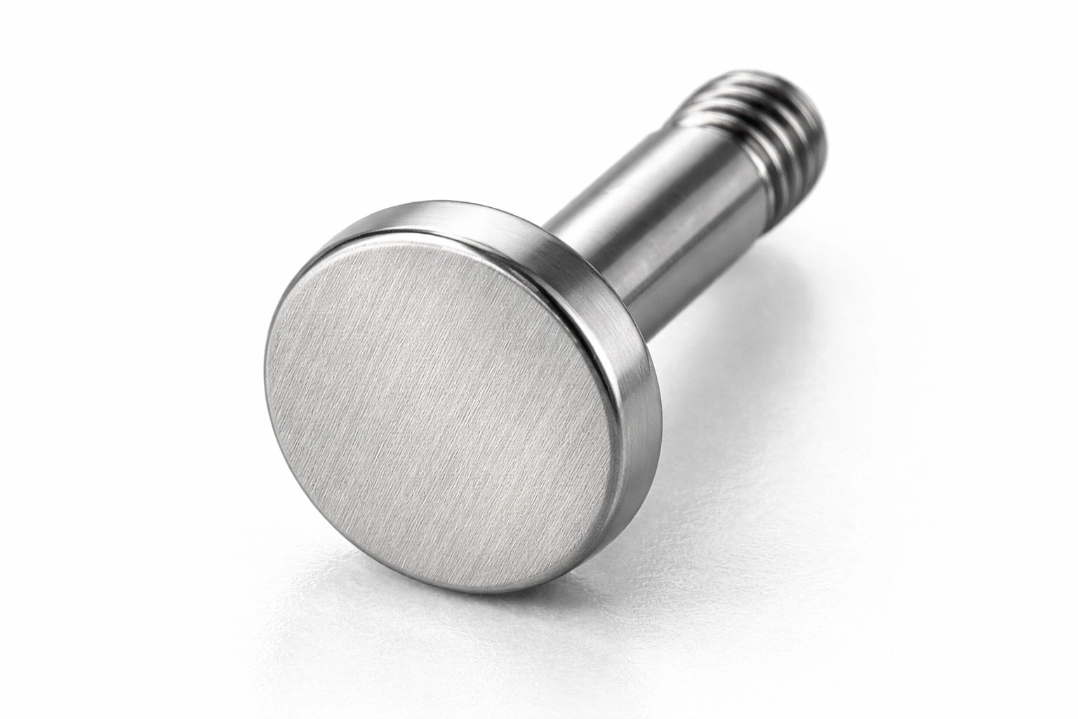 Satin brushed titanium labret surface finish close-up