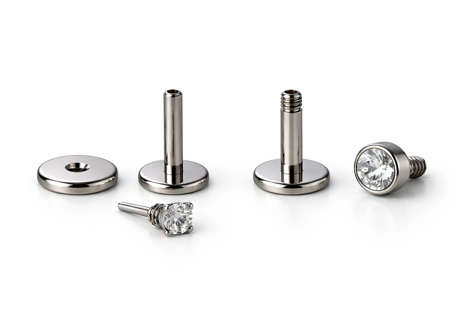 Macro comparison of threadless pin and internally threaded labret systems