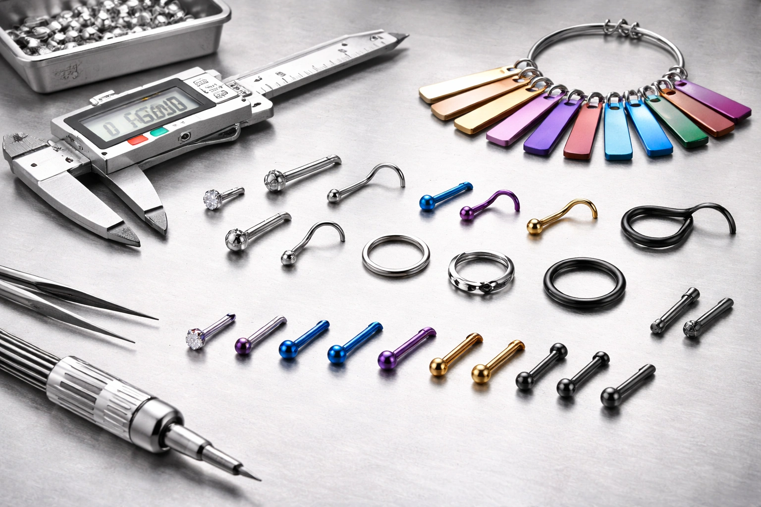 OEM sampling and development scene for nose and septum jewelry