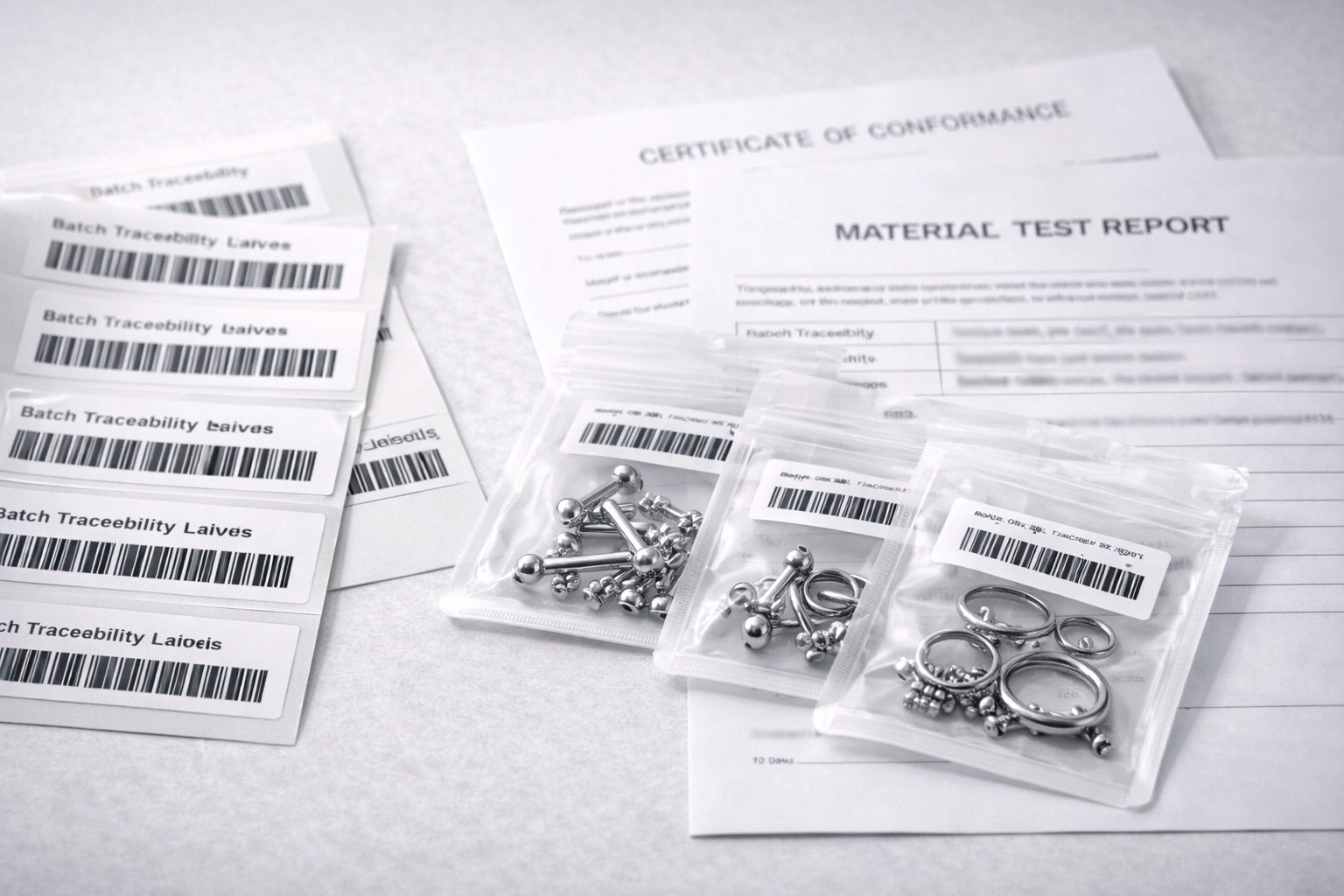 Compliance documents including CoC, MTR, and traceability records