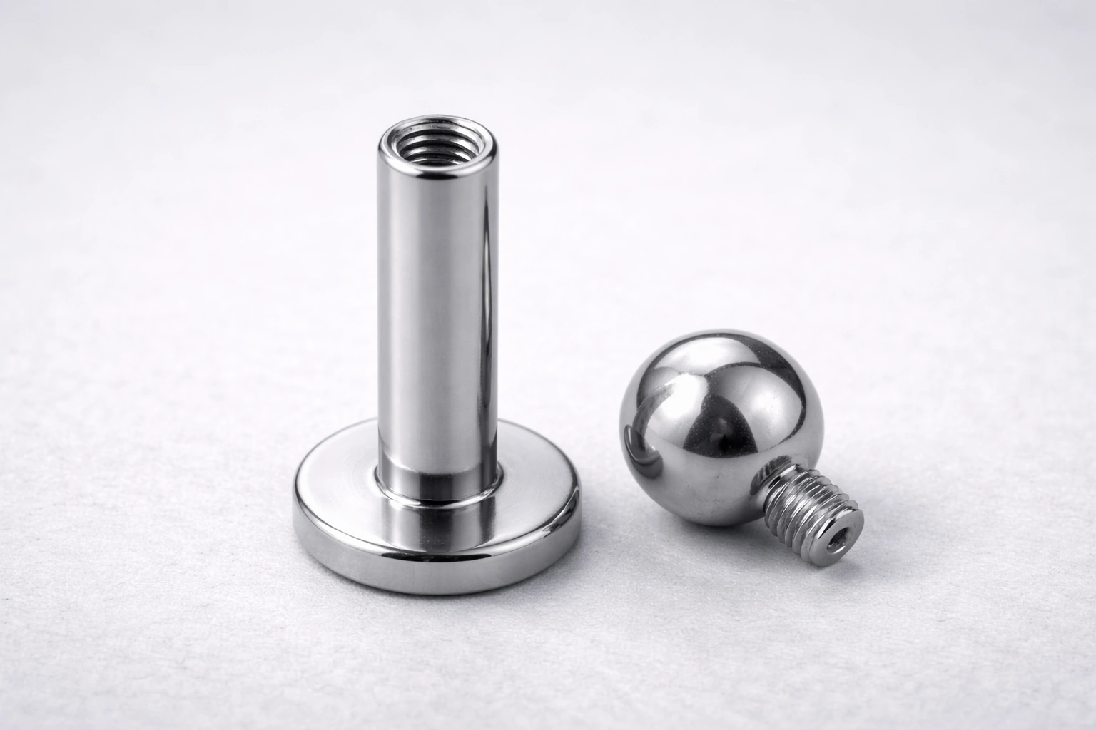 Implant-grade titanium piercing jewelry macro detail