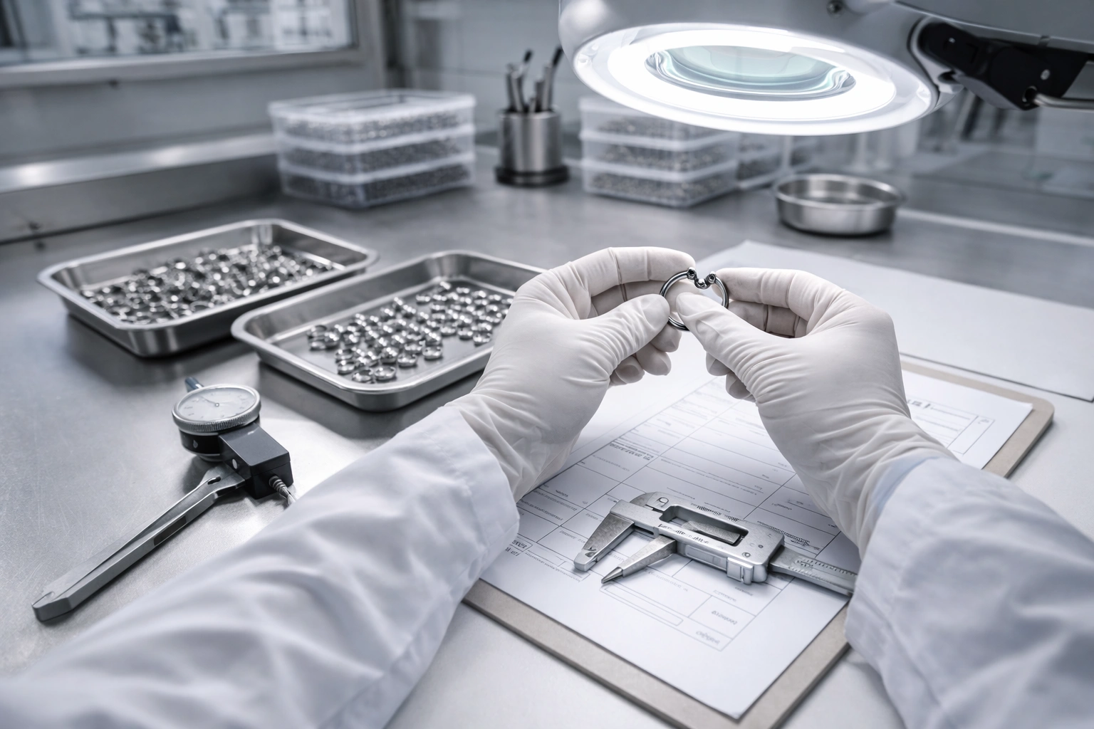 Clean quality inspection workstation for titanium piercing jewelry