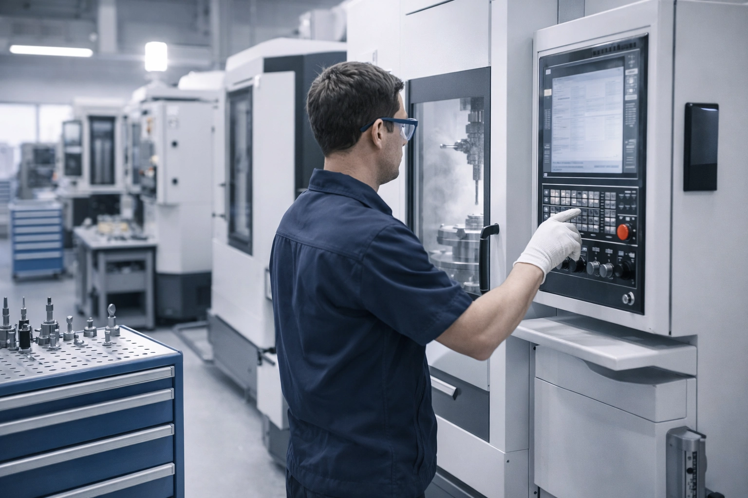 Modern CNC machining area and clean manufacturing capability for titanium piercing jewelry