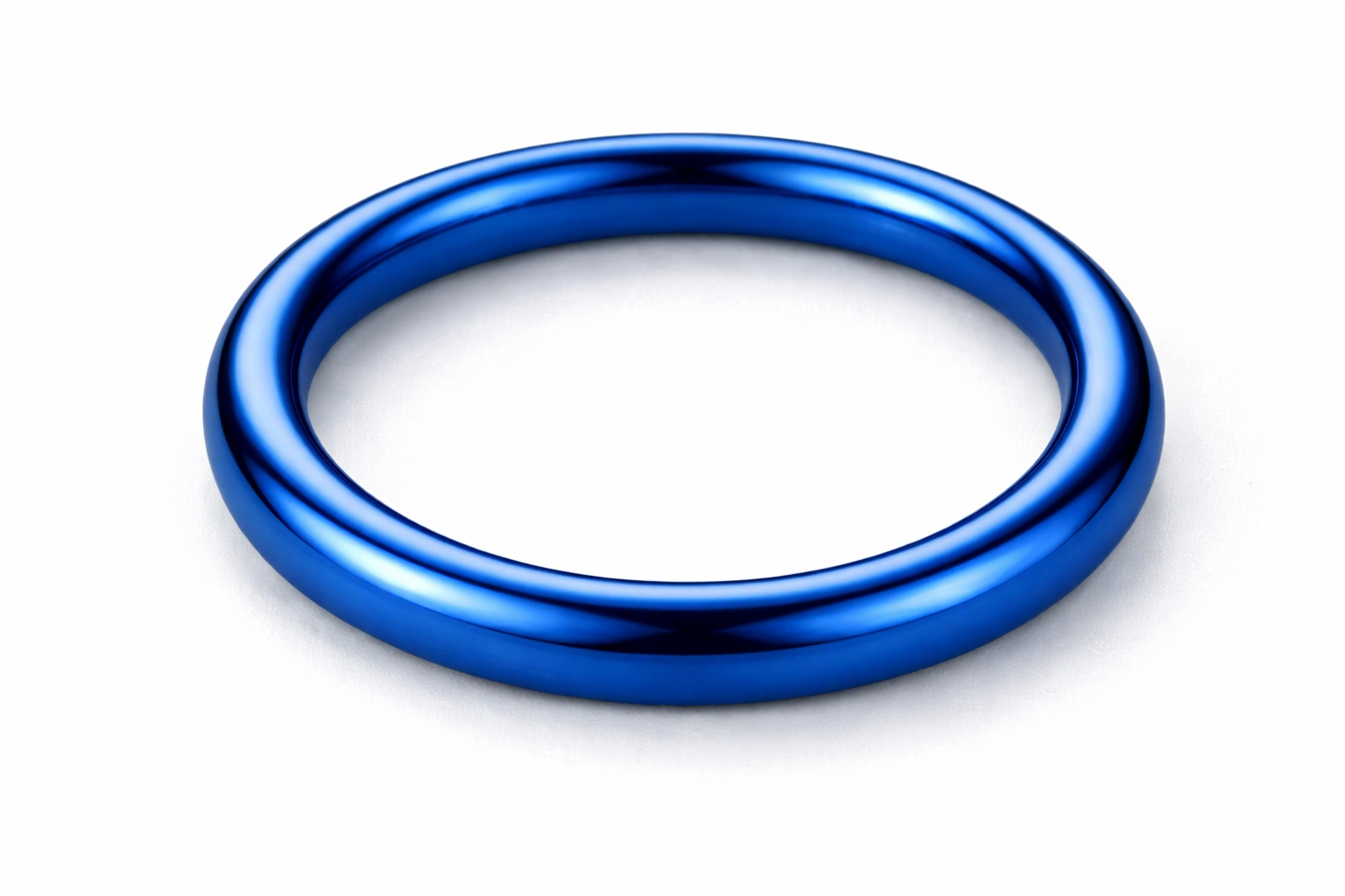 Anodized blue titanium ring macro