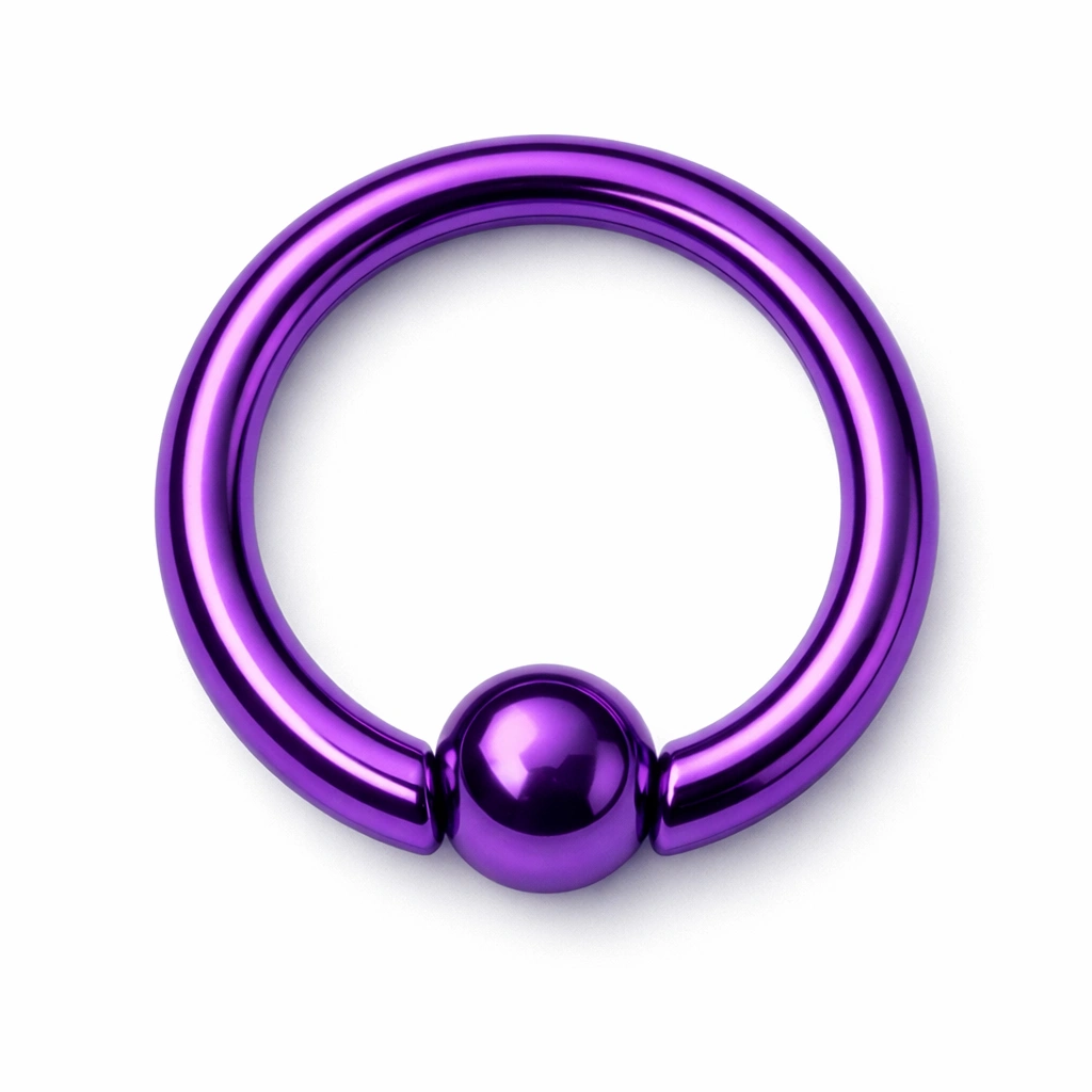 Anodized purple titanium ring macro