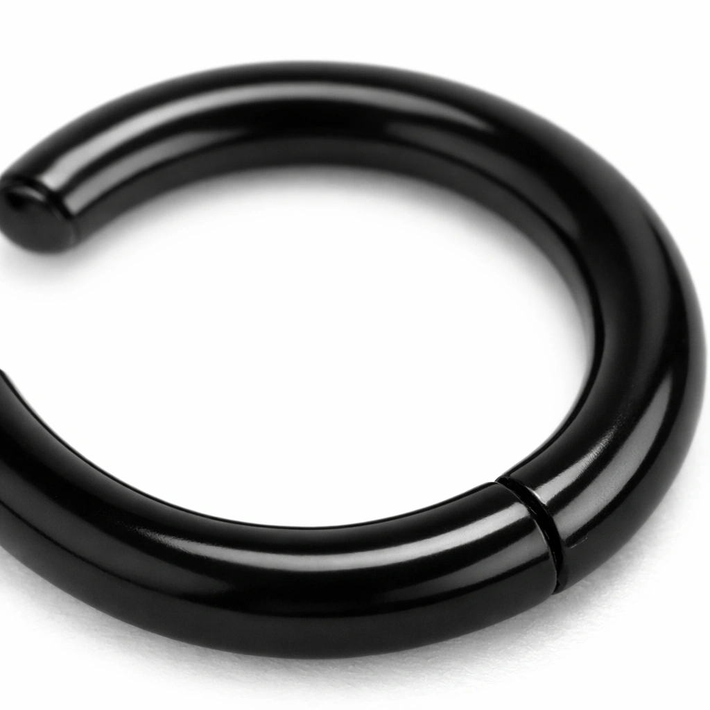 Black PVD coated titanium ring macro