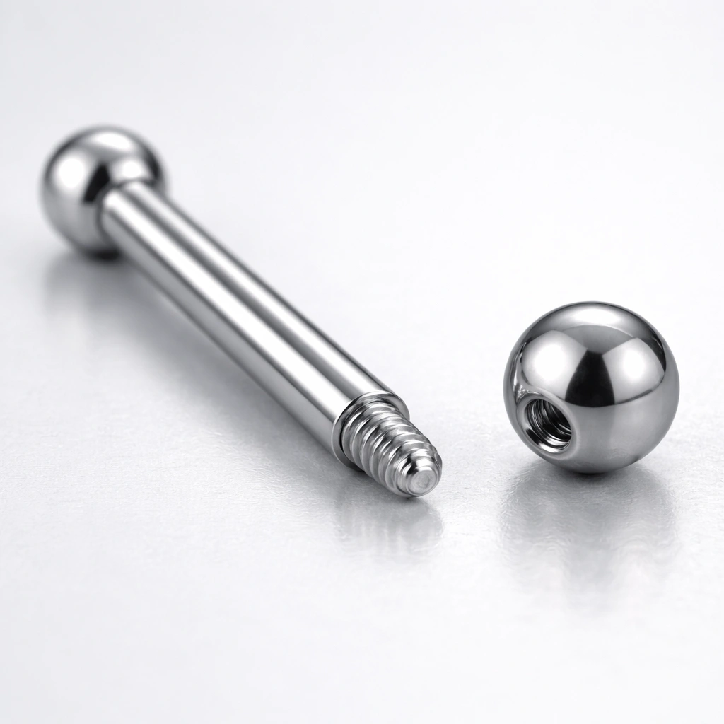 Externally threaded titanium jewelry detail