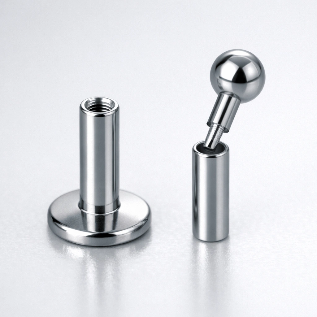 Threadless titanium jewelry detail