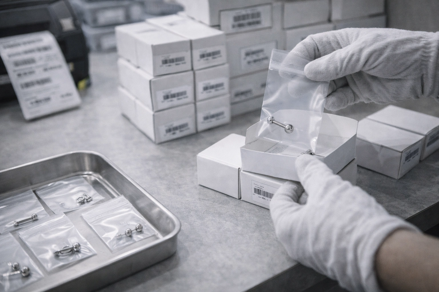 Titanium jewelry packaging and shipping station