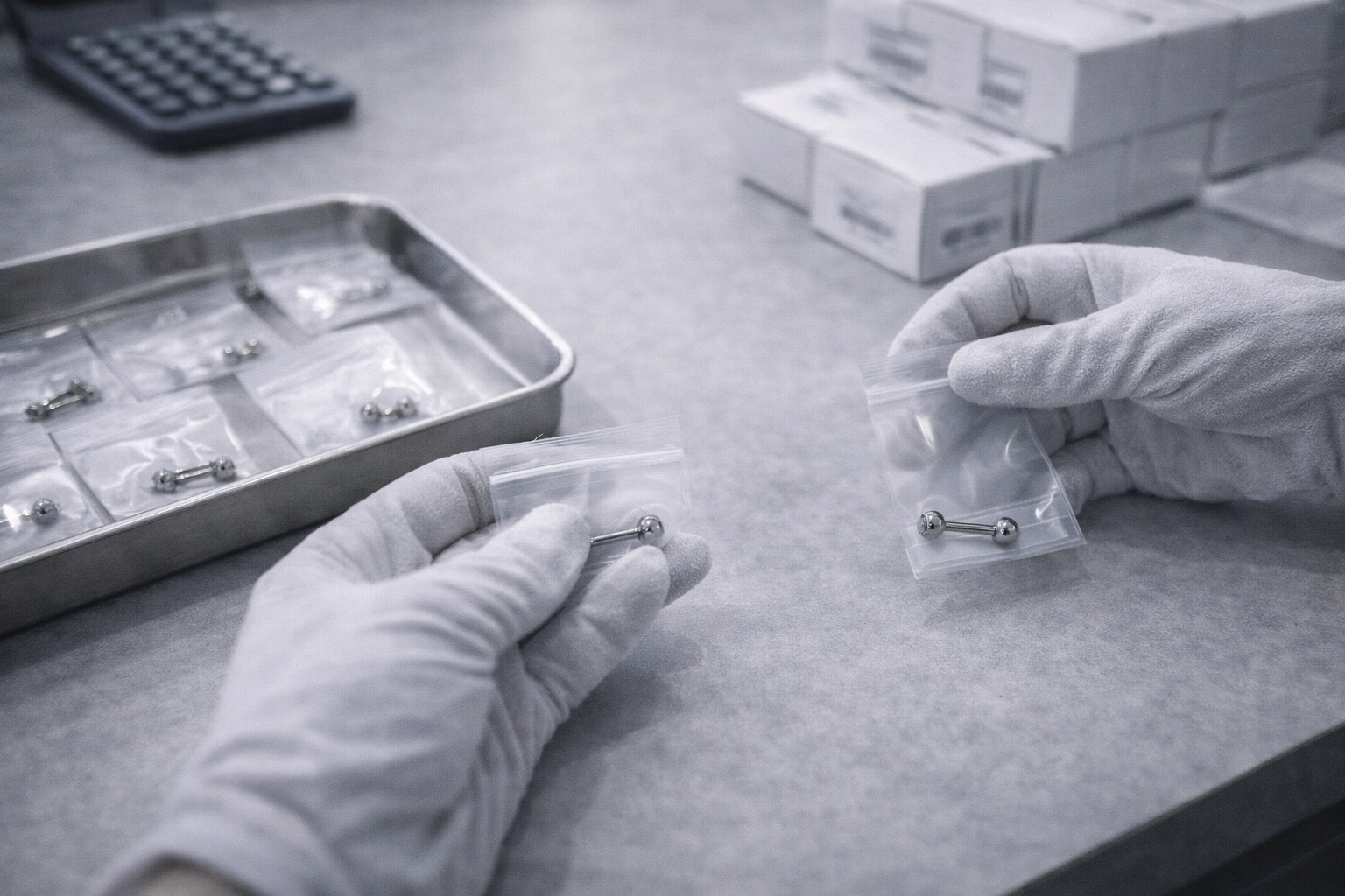 Packaging workstation for titanium jewelry OEM labeling and packing process