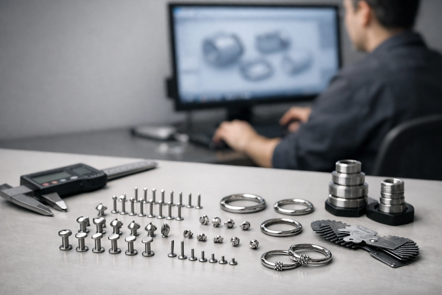 Titanium piercing jewelry ODM engineering workspace