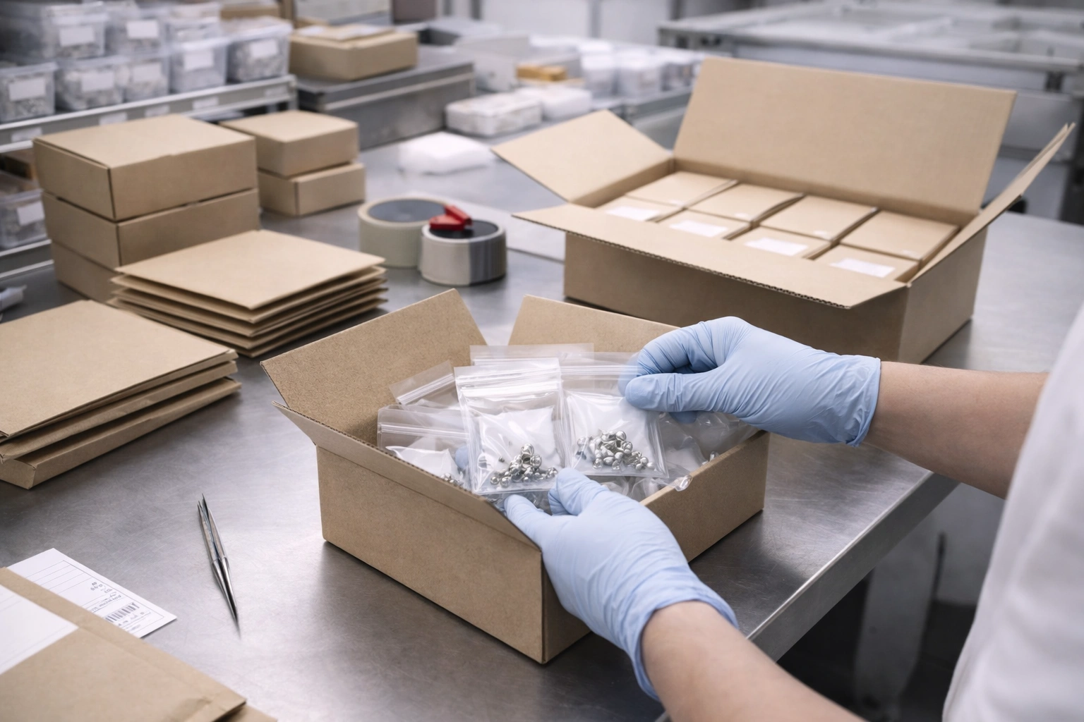 Titanium piercing jewelry packaging and dispatch process