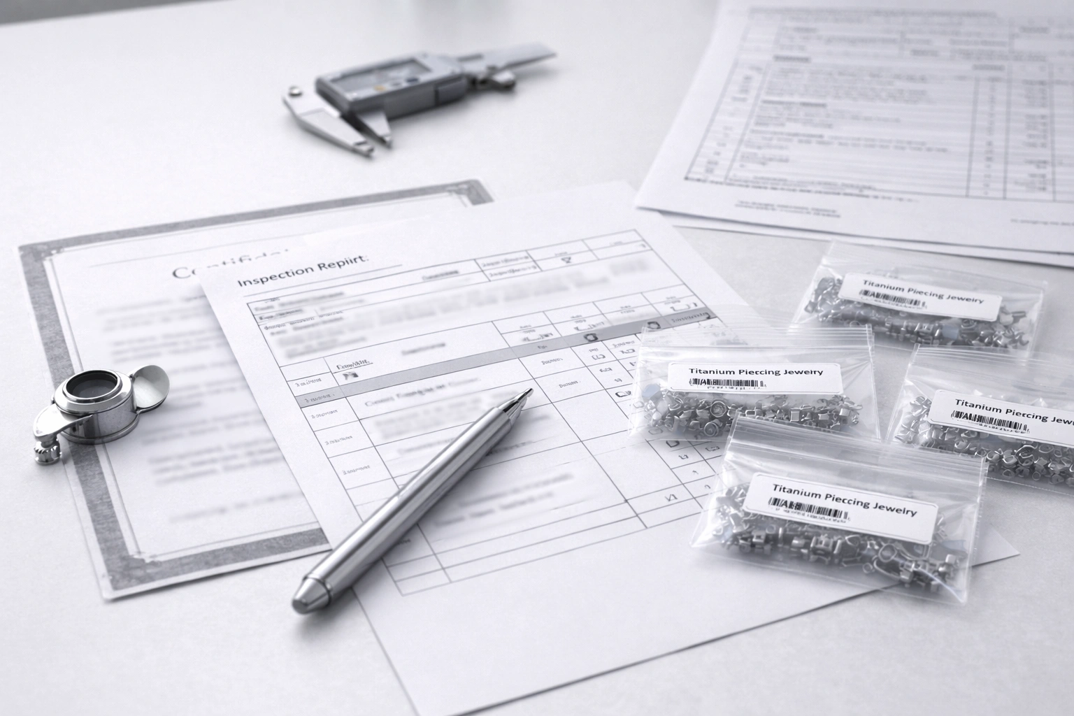 Quality documentation and packaging for titanium piercing jewelry